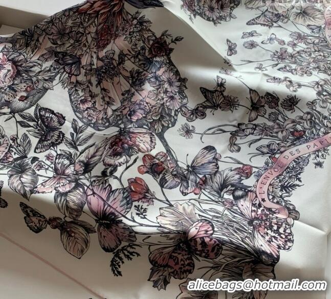 Pretty Style Dior Butterfly Silk Sqaure Scarf 90x90cm DR122101 Pink 2023