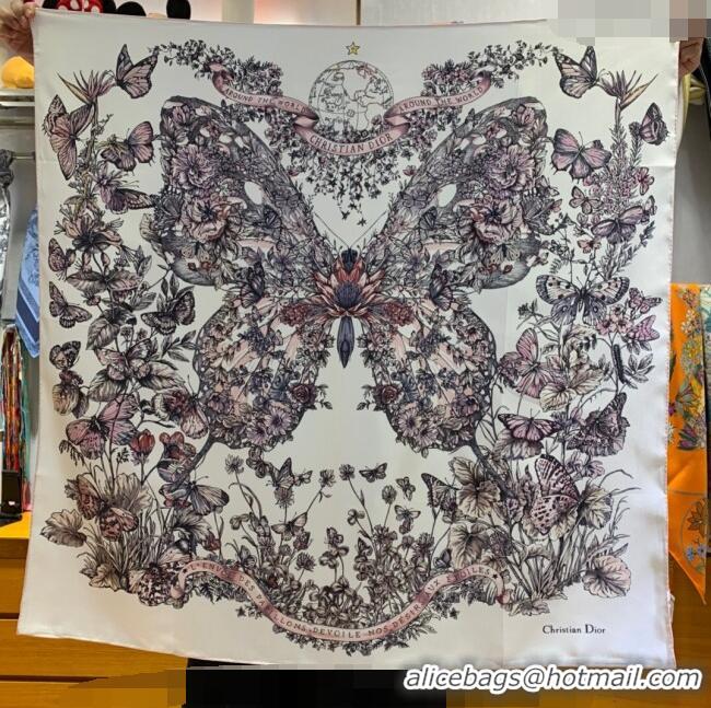 Pretty Style Dior Butterfly Silk Sqaure Scarf 90x90cm DR122101 Pink 2023