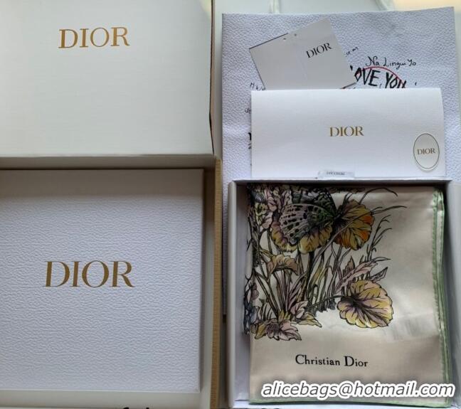 Good Taste Dior Butterfly Silk Sqaure Scarf 90x90cm DR122101 Green 2023