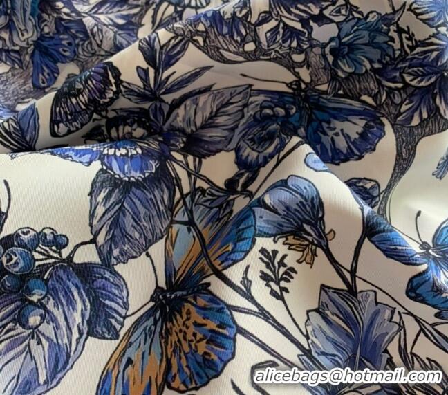 Well Crafted Dior Butterfly Silk Sqaure Scarf 90x90cm DR122101 Blue 2023