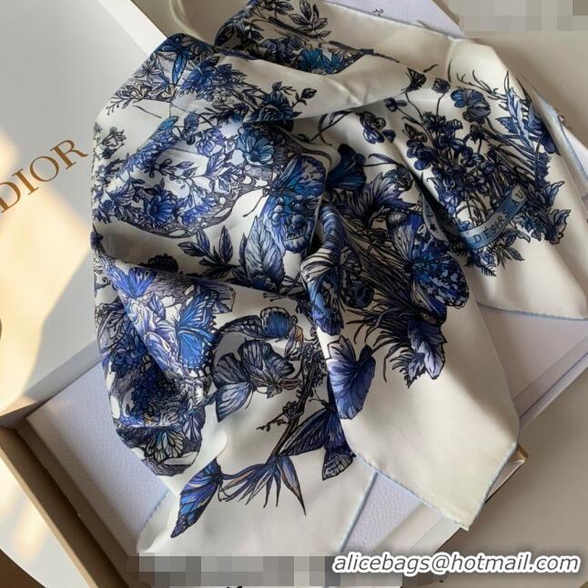 Well Crafted Dior Butterfly Silk Sqaure Scarf 90x90cm DR122101 Blue 2023