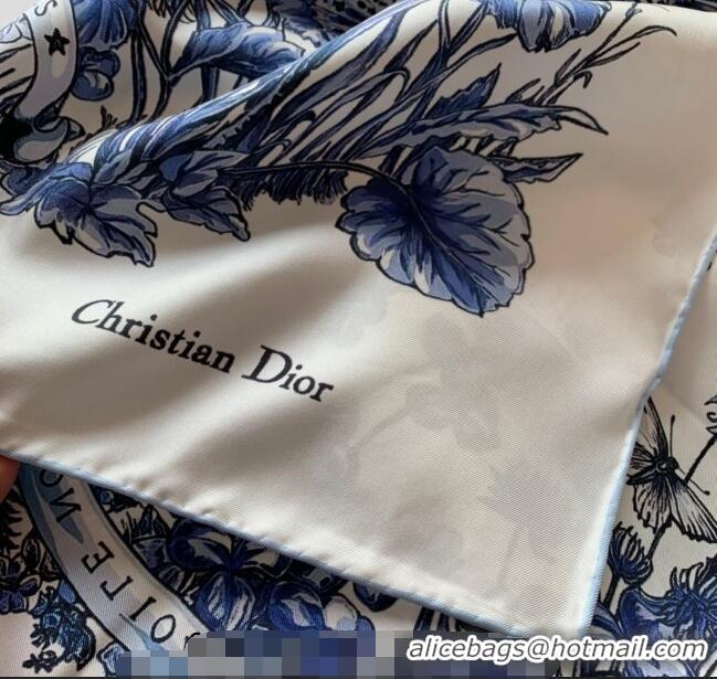 Well Crafted Dior Butterfly Silk Sqaure Scarf 90x90cm DR122101 Blue 2023