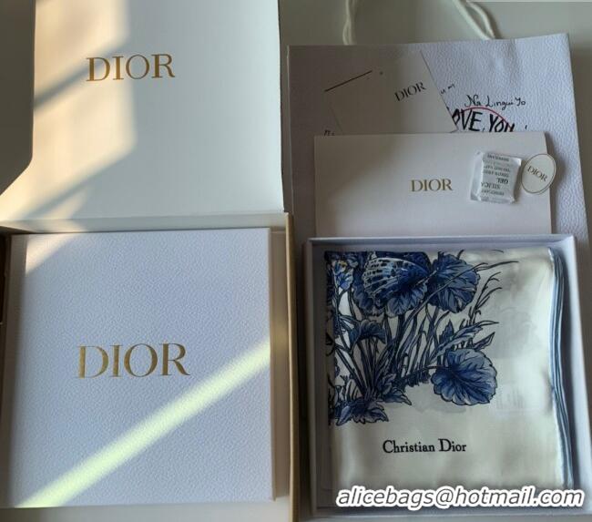 Well Crafted Dior Butterfly Silk Sqaure Scarf 90x90cm DR122101 Blue 2023