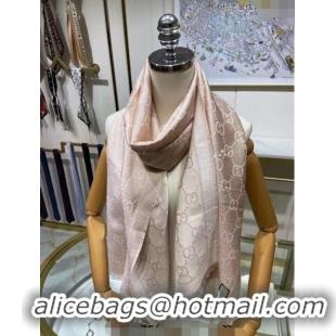 Top Design Gucci Wool and Gold-Tone Long Scarf 50x195cm GG122102 Light Pink 2023