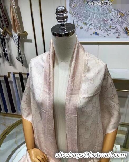 Top Design Gucci Wool and Gold-Tone Long Scarf 50x195cm GG122102 Light Pink 2023