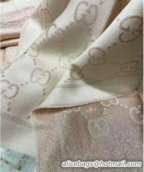 Top Design Gucci Wool and Gold-Tone Long Scarf 50x195cm GG122102 Light Pink 2023