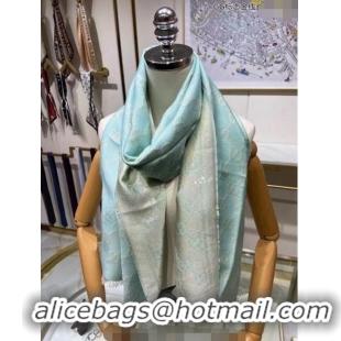 Luxurious Gucci Wool and Gold-Tone Long Scarf 50x195cm GG122102 Light Green 2023