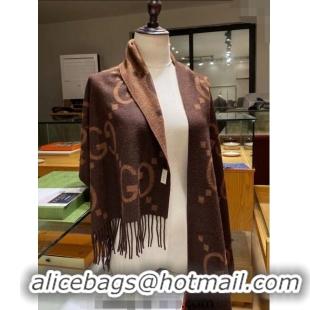 Well Crafted Gucci Wool Long Scarf 45x200cm Camel/Coffee GG122103 Brown 2023