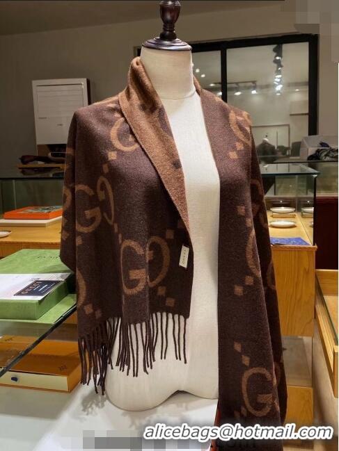 Well Crafted Gucci Wool Long Scarf 45x200cm Camel/Coffee GG122103 Brown 2023