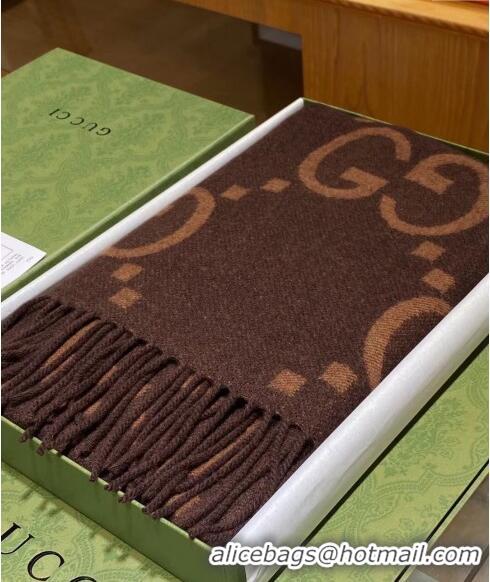 Well Crafted Gucci Wool Long Scarf 45x200cm Camel/Coffee GG122103 Brown 2023