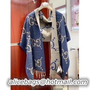 Top Quality Gucci Wool Long Scarf 45x200cm GG122103 Blue/Brown 2023