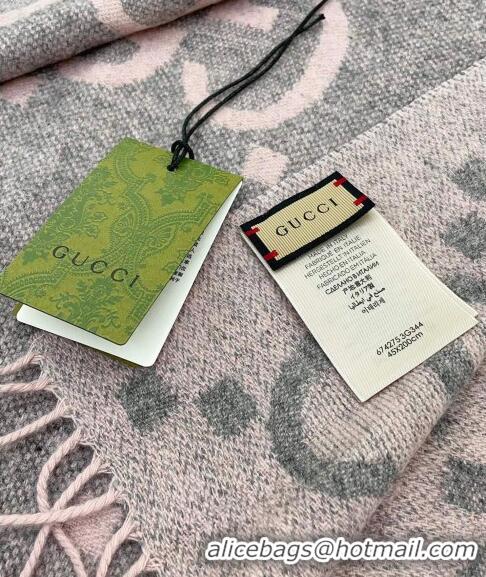 Traditional Specials Gucci Wool Long Scarf 45x200cm GG122103 Light Pink/Grey 2023