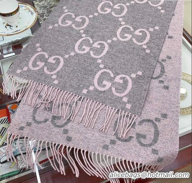 Traditional Specials Gucci Wool Long Scarf 45x200cm GG122103 Light Pink/Grey 2023