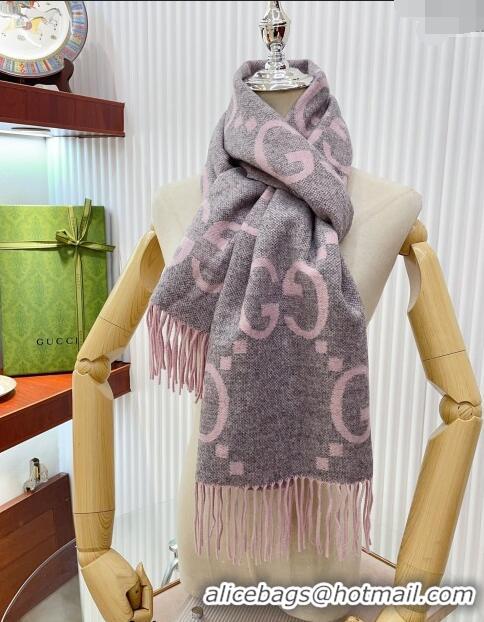 Traditional Specials Gucci Wool Long Scarf 45x200cm GG122103 Light Pink/Grey 2023