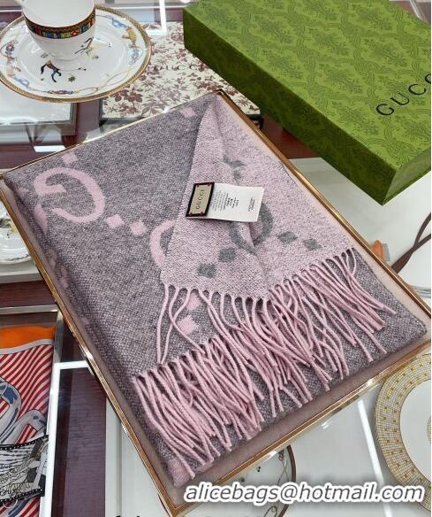 Traditional Specials Gucci Wool Long Scarf 45x200cm GG122103 Light Pink/Grey 2023