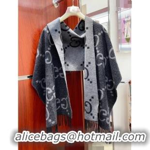 Pretty Style Gucci Wool Long Scarf 45x200cm GG122103 Grey/Black 2023