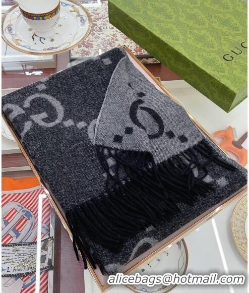 Pretty Style Gucci Wool Long Scarf 45x200cm GG122103 Grey/Black 2023