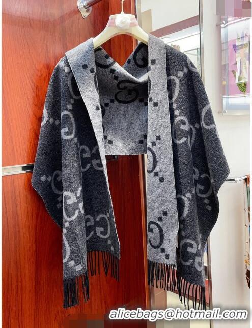 Pretty Style Gucci Wool Long Scarf 45x200cm GG122103 Grey/Black 2023