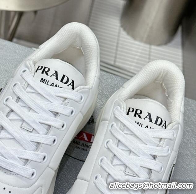 Generous Prada Men's Leather Platform Sneakers White 214022