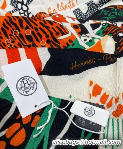 Promotional Hermes Liberty City Cashmere & Silk Shawl Scarf 140cm H243911S White 2023