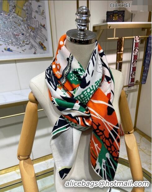 Promotional Hermes Liberty City Cashmere & Silk Shawl Scarf 140cm H243911S White 2023