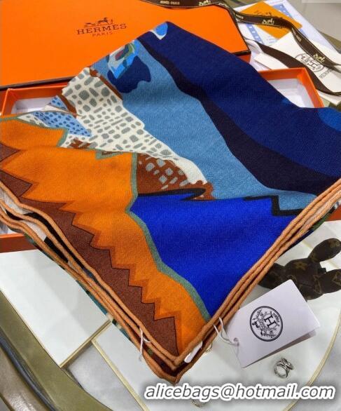 Good Taste Hermes Liberty City Cashmere & Silk Shawl Scarf 140cm H243911S Orange 2023