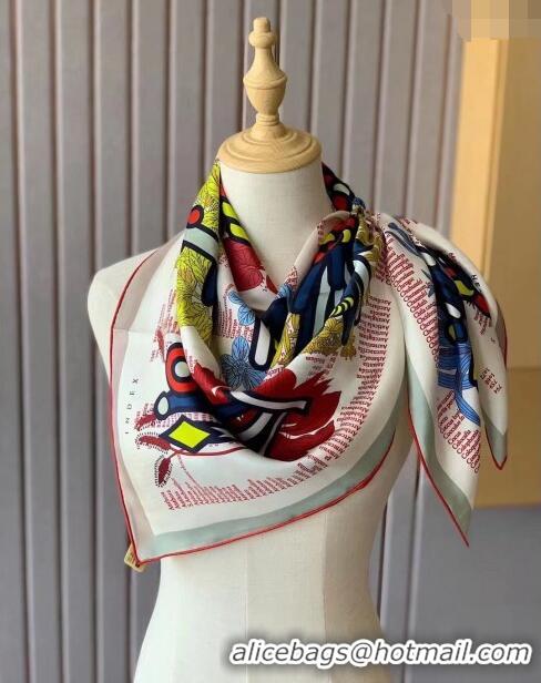 Good Product Hermes Botanical Silk Sqaure Scarf 90x90cm H1221 Grey 2023