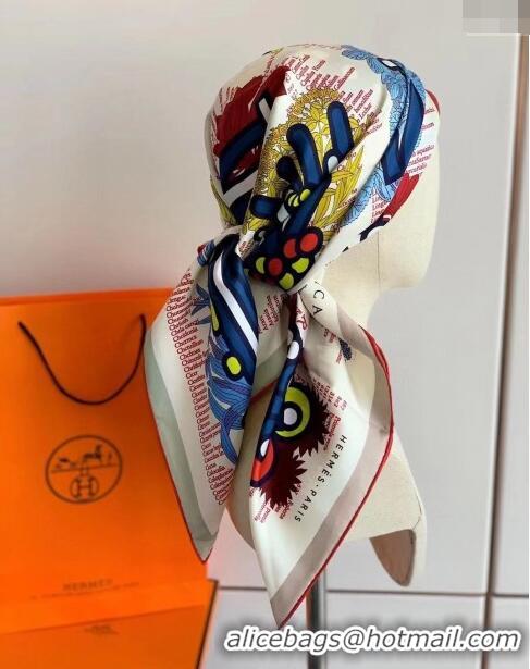 Good Product Hermes Botanical Silk Sqaure Scarf 90x90cm H1221 Grey 2023