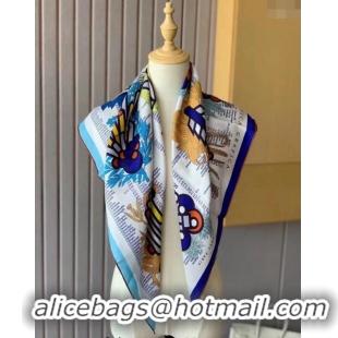 Reasonable Price Hermes Botanical Silk Sqaure Scarf 90x90cm H1221 Blue 2023