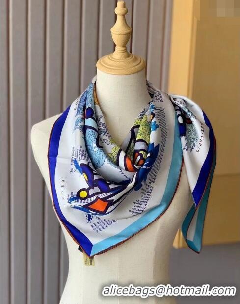 Reasonable Price Hermes Botanical Silk Sqaure Scarf 90x90cm H1221 Blue 2023