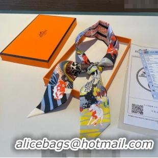 Good Quality Hermes Silk Twilly Bandeau Scarf 5x86cm 1221 Grey 2023