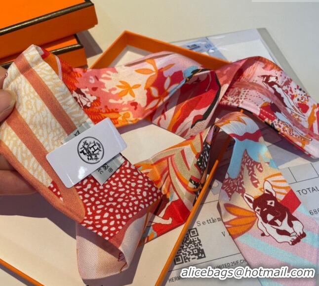 Top Quality Hermes Silk Twilly Bandeau Scarf 5x86cm 1221 Orange 2023