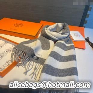 Famous Brand Hermes LOVE Cashmere Long Scarf 30x140cm HS122101 Grey 2023