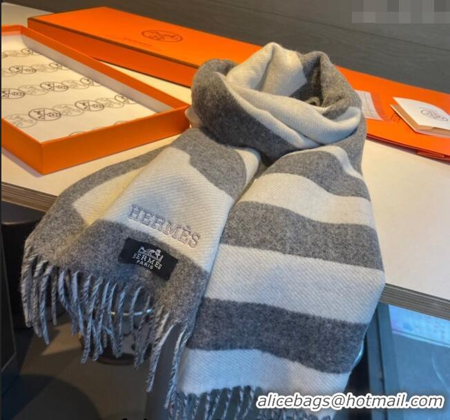 Famous Brand Hermes LOVE Cashmere Long Scarf 30x140cm HS122101 Grey 2023