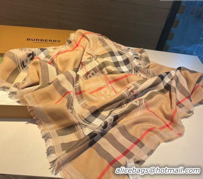 New Design Burberry Check Cricle Scarf 100x200cm 1221 Beige 2023