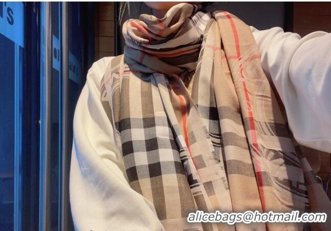 New Design Burberry Check Cricle Scarf 100x200cm 1221 Beige 2023