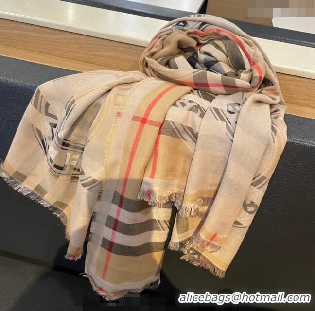 New Design Burberry Check Cricle Scarf 100x200cm 1221 Beige 2023