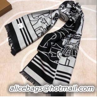 Best Quality Burberry TB Equestrian Knight Long Scarf 33x188cm 1221 Grey/Black 2023