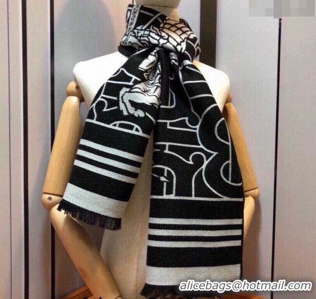 Best Quality Burberry TB Equestrian Knight Long Scarf 33x188cm 1221 Grey/Black 2023