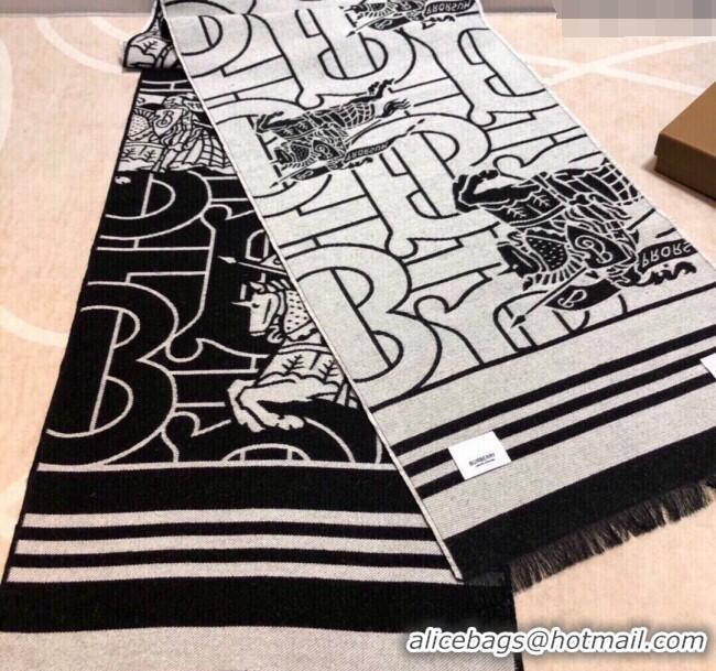 Best Quality Burberry TB Equestrian Knight Long Scarf 33x188cm 1221 Grey/Black 2023