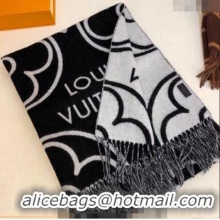 Top Quality Louis Vuitton LV In Bloom Cashmere Wool Long Scarf 70x200cm LV122104 Black 2023