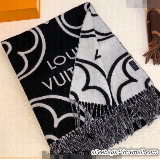 Top Quality Louis Vuitton LV In Bloom Cashmere Wool Long Scarf 70x200cm LV122104 Black 2023