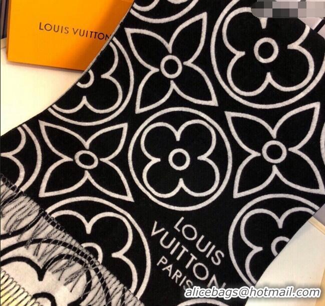 Top Quality Louis Vuitton LV In Bloom Cashmere Wool Long Scarf 70x200cm LV122104 Black 2023