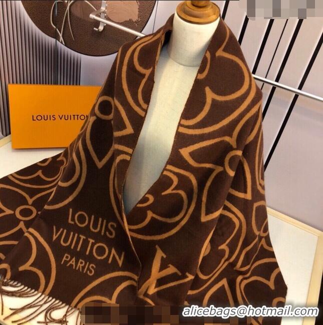 Top Grade Louis Vuitton LV In Bloom Cashmere Wool Long Scarf 70x200cm LV122104 Brown 2023