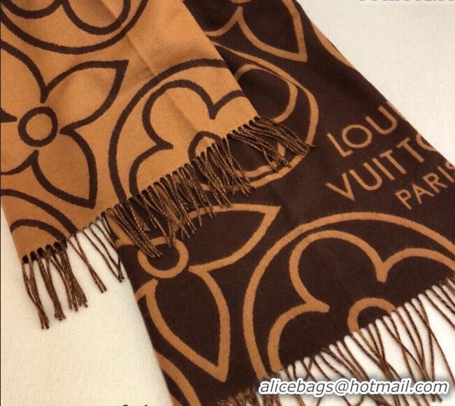 Top Grade Louis Vuitton LV In Bloom Cashmere Wool Long Scarf 70x200cm LV122104 Brown 2023