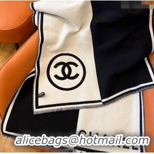 .Famous Brand Chanel Cashmere Long Scarf 70x190cm 1221 White/Black 2023