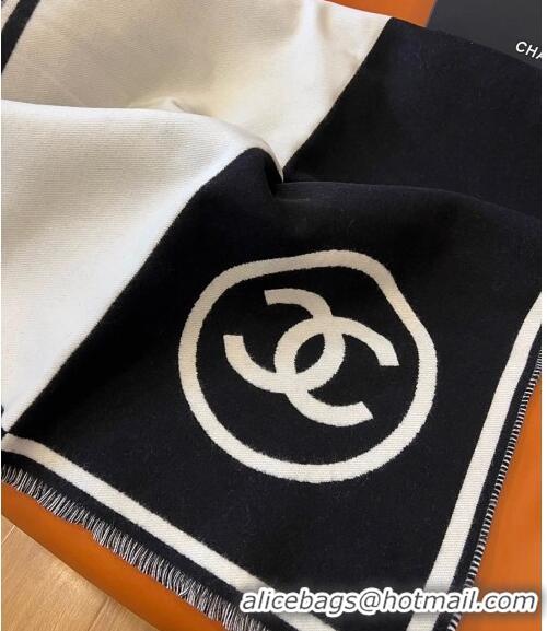 .Famous Brand Chanel Cashmere Long Scarf 70x190cm 1221 White/Black 2023