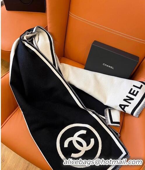 .Famous Brand Chanel Cashmere Long Scarf 70x190cm 1221 White/Black 2023