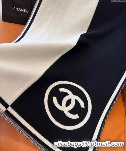 .Famous Brand Chanel Cashmere Long Scarf 70x190cm 1221 White/Black 2023