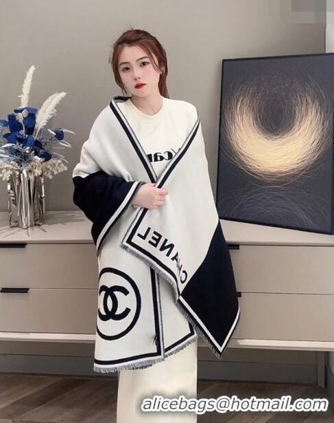 .Famous Brand Chanel Cashmere Long Scarf 70x190cm 1221 White/Black 2023